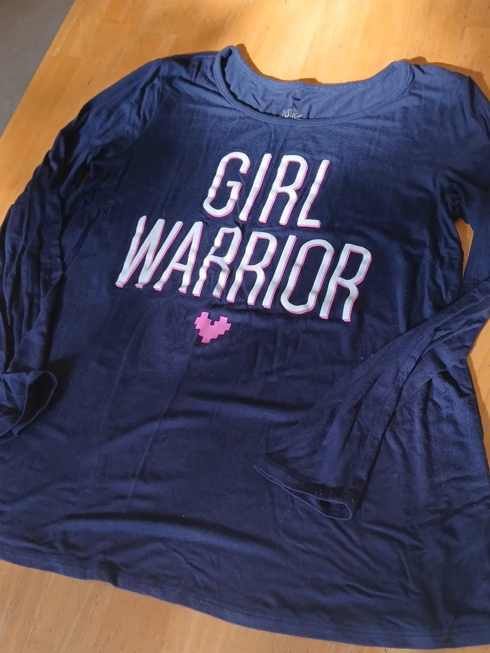 Justice Navy Long Sleeve Top with Pink Accents
